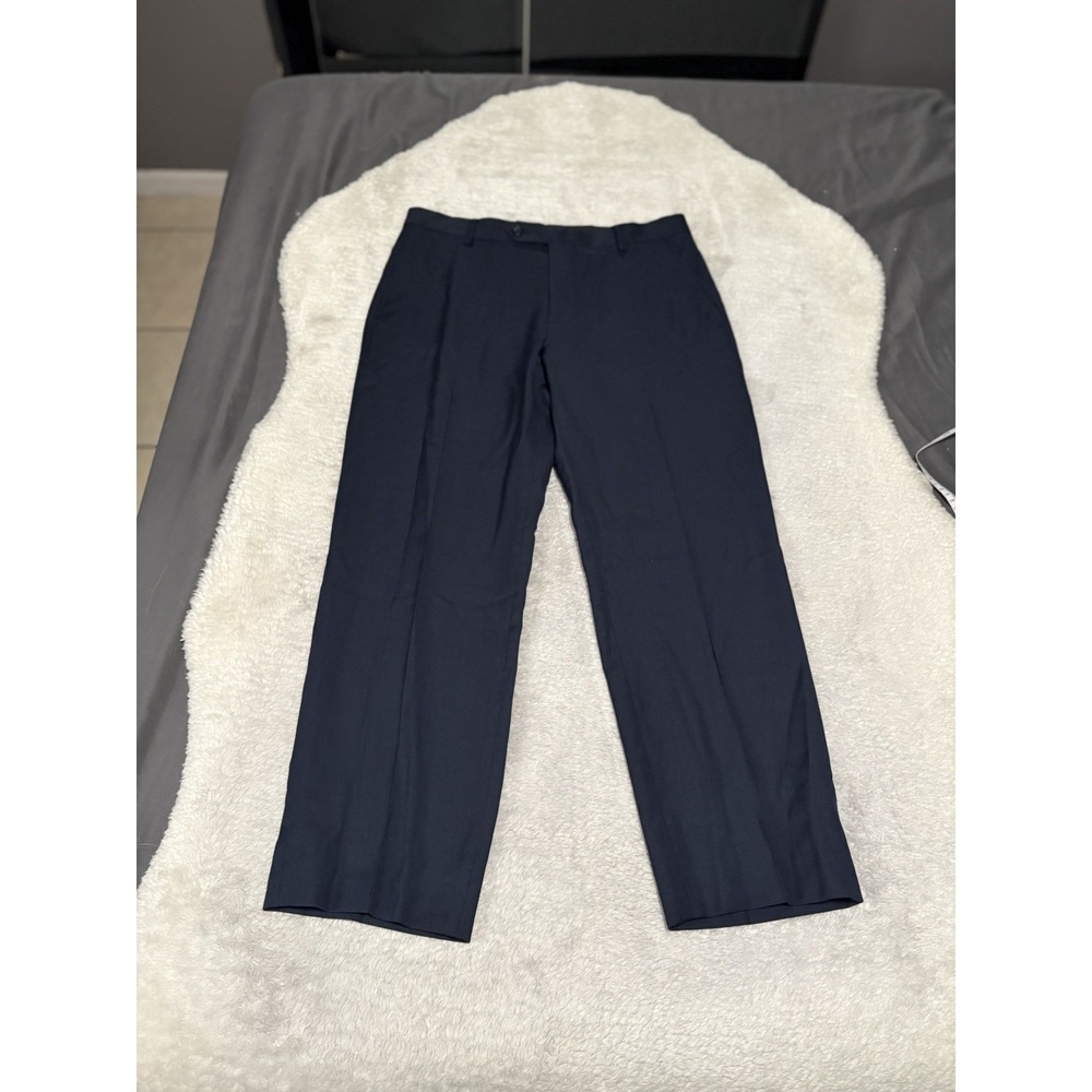 Pronto Uomo Platinum Mens Blue Straight Wool Dress Pants Size 32x27‎